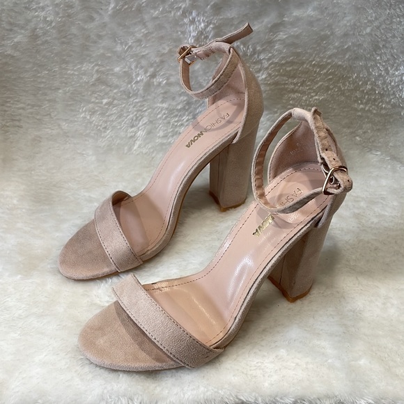 Fashion Nova Nude Beige Heels - Picture 2 of 5